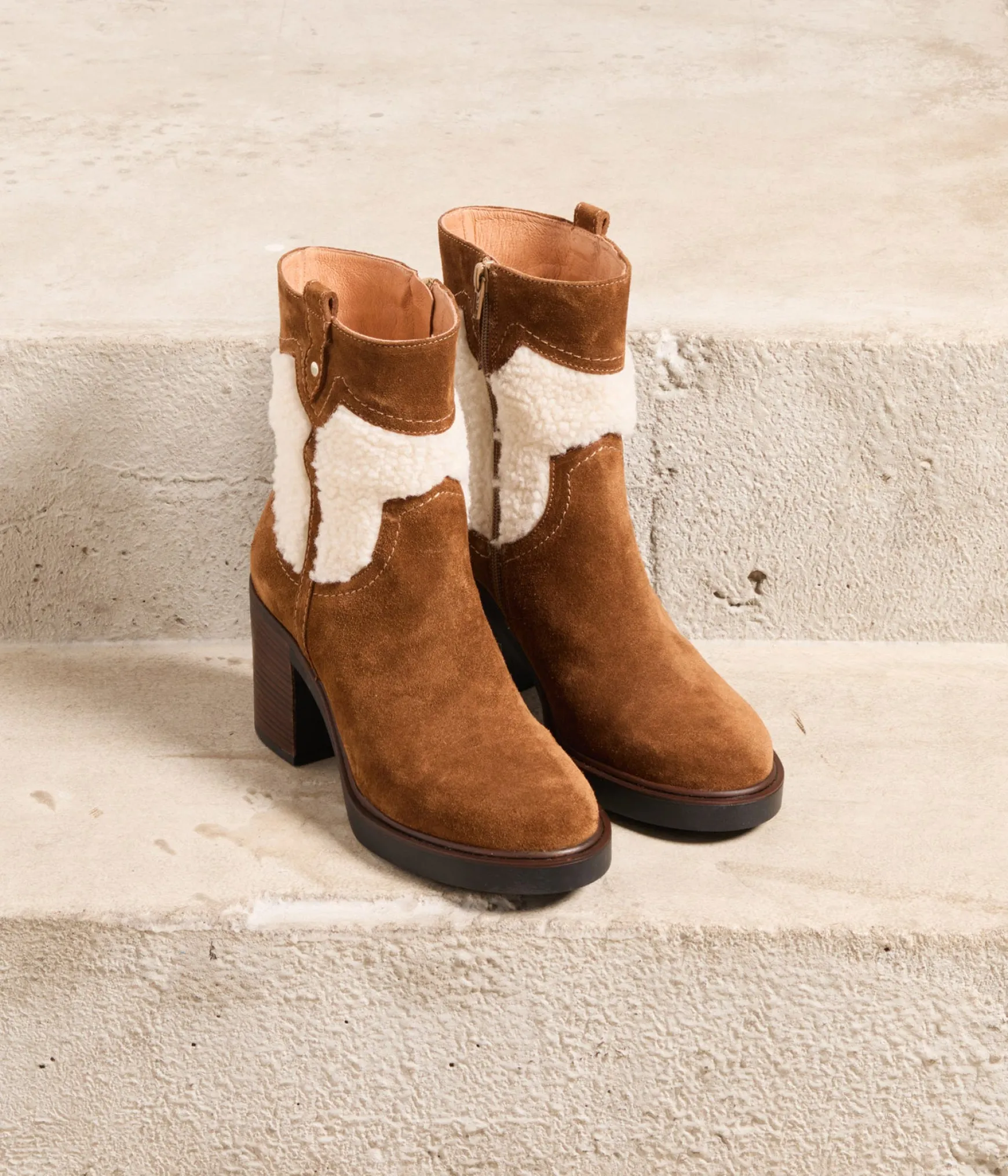 Femme Mellow Yellow Boots camel bi-matière Calamity